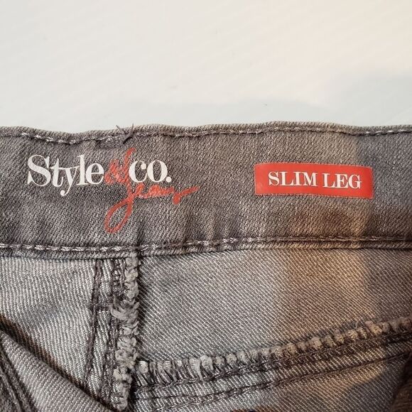 Style & Co Slim Leg Gray Sequin Jeans Sz 14 - Picture 5 of 8